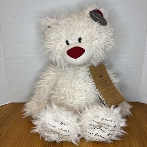 DEMDACO Loved Bear Teddy Cream Corduroy Red Nose Plush Stuffed Fuzzy 16" NWT